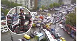 Bobiță din Las Fierbinți a găsit soluția miraculoasă pentru traficul din București. Uite cum arată Mihai Bobonete pe scuter, în geacă de piele