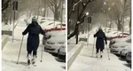 VIDEO O femeie a fost surprinsă pe schiuri în București. Filmarea i-a amuzat copios pe internauți