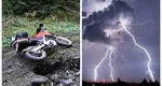 Un motociclist din Alba a fost lovit de FULGER în mers. A fost găsit în stop cardio-respirator și resuscitat la timp