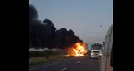 Accident mortal pe DN2. Un șofer a murit carbonizat după ce s-a izbit cu mașina de un camion