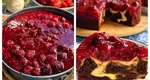Tort Negresă cu Cheesecake și Jeleu de mure și zmeură. Desertul spectaculos cu care nu vei da greș. Rețeta este virală