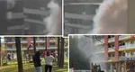 EXCLUSIV Incendiu puternic la un bloc dintr-o zonă de lux a Capitalei! Zeci de oameni evacuați, nori uriași de fum!