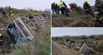 Accident mortal pe șosea. Trei oameni au murit, iar aproape 40 sunt răniți, după ce un autobuz s-a răsturnat