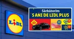 LIDL sărbătorește cinci ani de Lidl Plus cu premii incredibile pentru clienți. 1.000 de vouchere de 100 de lei, 100 de TV-uri Smart, 10 cupoane de 1.000 de euro și cinci BMW Seria 5 noi nouțe