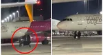 Pe unde am fost, ne-am făcut de râs. Doi români, filmați în timp ce aleargă pe pistă să prindă avionul, după ce au spart geamul unei ieșiri de urgență