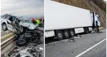 Accident grav pe DN 6, la ieșirea din Orșova. Un TIR și o mașină s-au izbit puternic în zona viaductului Oreva