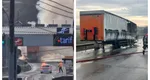 TIR în flăcări pe Autostrada Soarelui. Traficul este blocat