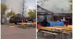 Incendiu la un târg de Crăciun din București. Risc mare de propagare a focului