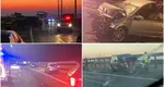 Patru mașini s-au ciocnit pe autostrada București-Pitești! Au fost răniți patru oameni, circulația este oprită