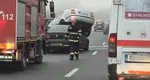 Accident grav la ieșirea din Galați: Patru mașini au fost implicate, iar una a rămas suspendată