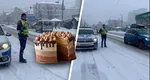 Poliția Sibiu, sfat util pentru șoferi în sezonul zăpezilor: „Imaginați-vă că aveți un tort pe bancheta din spate”