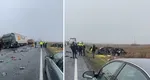 Accident cu șase morți pe DN6, în Timiș. Un microbuz, un TIR, o autocisternă și o mașină s-au ciocnit