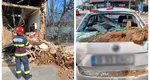 Patru persoane au fost la un pas de tragedie în Giurgiu. Peretele unei case abandonate s-a prăbușit peste o mașină oprită la semafor