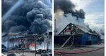 Incendiu puternic la o vulcanizare din Sibiu. Traficul pe DN1 a fost dat peste cap, a fost emis mesaj RO Alert