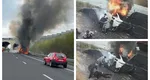 Val de accidente în România. O maşină electrică a luat foc după un derapaj. Imagini dramatice cu salavarea pasagerilor VIDEO