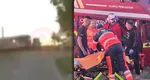 Patru răniți după ce o ambulanță SMURD cu pacient a fost izbită de tren, la Urseni