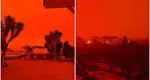 VIDEO Imagini apocaliptice, cerul s-a făcut roșu ca sângele în Grecia. Ciclonul „vinovat” lovește și România