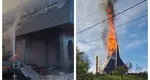 Incendiu puternic la o biserică din Maramureș. Pompierii intervin de urgență pentru stingerea flăcărilor