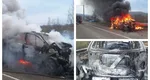 Accident grav în Vinerea Mare. O mașină a luat foc în urma impactului, două persoane au fost rănite