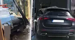 O femeie din Galați a confundat „parcarea”: Șoferița a intrat cu mașina direct într-un bancomat și a rănit o persoană. FOTO