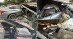 Impact devastator! Au spulberat un gard și s-au oprit direct într-un garaj cu autoturismul. Bilanțul victimelor