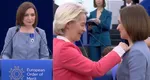 Maia Sandu, aplaudată în picioare de întreg plenul Parlamentului European. A fost decorată cu Ordinul European de Merit