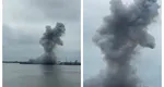 Momentul în care drona a explodat în Portul Constanţa, surprins de camere VIDEO