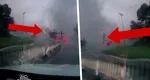 Imagini spectaculoase: o tornadă ridică o mașină în aer și o aruncă în afara șoselei. Momentul a fost surprins de camerele de bord VIDEO