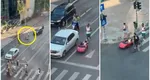 Bărbatul care și-a lăsat copilul să circule într-o mașină de jucărie printre mașinile de pe Calea Victoriei a fost identificat și amendat