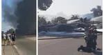 Un avion a aterizat de urgenţă pe o şosea din Franţa şi a luat foc