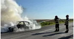 Mașină cuprinsă de flăcări pe DN 1A, în localitatea Săcele din Brașov. O persoană a fost găsită carbonizată