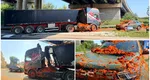 O Dacie a fost îngropată sub 18 tone de resturi de roșii după ce un TIR a intrat pe contrasens, în Italia