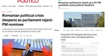Presa internaţională, reacţii după căderea guvernului Mureşan: Criza politică din România se adânceşte, ratingul de investiţii al ţării este ameninţat