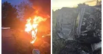 Accident cumplit în Suceava. O mașină a luat foc după ce a lovit un cap de pod, două persoane au ars de vii