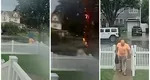 Bărbat lovit de fulger chiar în fața casei. Imaginile teribile surprinse de camerele de supraveghere. VIDEO