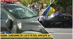 Tensiunile escaladează la protestul din Piața Vicoriei! O autospecială a Jandarmeriei a fost distrusă și aproape răsturnată de protestatari