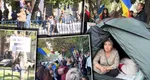 Adepții lui Călin Georgescu și-au instalat corturi în fața Arestului Central. Fotografia care a stârnit indignare pe rețelele sociale: „Cum este posibil să porți un copil după tine și să-l ții noaptea în cort, pe frigul ăsta?”