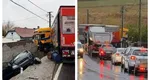 Un TIR a intrat pe contrasens și a spulberat o mașină pe DN 13, în Brașov, apoi s-a oprit într-un gard