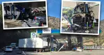 Accident grav pe Valea Oltului. Un TIR a intrat pe cotrasens și s-a izbit violent de pompele de carburant dintr-o benzinărie