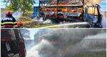 Un autocamion cu stupi a luat foc, în județul Argeș. Autovehiculul a ars în întregime