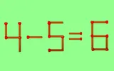 Test IQ cu chibrituri. Doar cei mai inteligenți oameni reușesc să-l rezolve. Trebuie să mutați un singur băț pentru a corecta 4 – 5 = 6