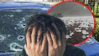 COD PORTOCALIU de fenomene extreme. Grindina a făcut praf parbrizele maşinilor prinse în trafic VIDEO