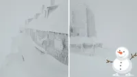 Imagini de poveste din Bucegi: Vârful Omu acoperit de peste un metru de zăpadă