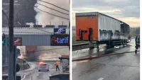 TIR în flăcări pe Autostrada Soarelui. Traficul este blocat