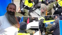 Stegarul Dac, săltat de polițiști în fața Poliției Buftea, unde se afla ca să-l susțină pe Călin Georgescu. Cezar Avrămuță ar fi agresat forțele de ordine