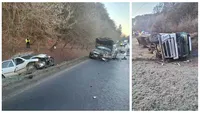 Accident cu două mașini și un autocamion cu rumeguş, la ieşirea din Odorheiu Secuiesc. Cinci persoane, inclusiv un copil, au fost rănite