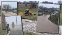 Drum acoperit de apă, după ce un râu a ieșit din matcă în Dolj. Cod portocaliu și galben de inundații în mai multe zone din țară
