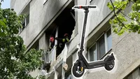 VIDEO O trotinetă electrică pusă la încărcat a explodat într-un apartament din Bucureşti. Proprietarul a ajuns la spital cu arsuri, iar apartamentul a fost distrus 