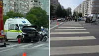 Accident cumplit în Ștefan cel Mare, după ce o ambulanță a intrat în plin într-un autoturism