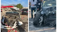 Dezastru în parcarea de la Dragonul Roșu. O șoferiță a făcut praf 11 mașini parcate, doi oameni au fost răniți